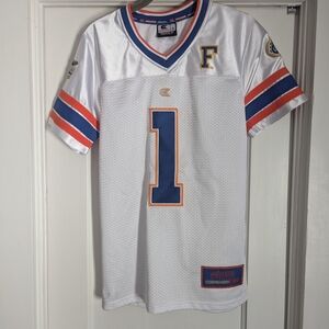 Wilson White Jersey with Blue and Orange Stripes